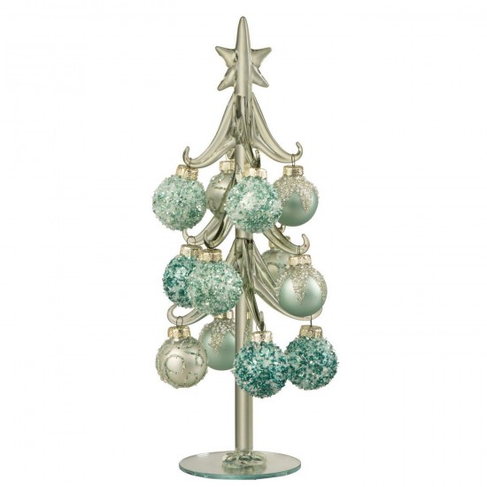 J-Line J Line arbres sapins de noel sur pied Jolipa Sapin De Noël Boules Verre Vert Menthe Bleu Clair Large.