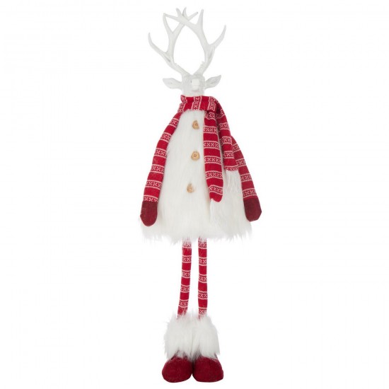 J-Line J Line cerfs statuettes Jolipa Cerf Fourrure Foulard Polyester Blanc Rouge Noël Large.
