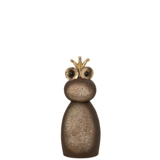 J-Line J Line grenouilles statuettes Jolipa Grenouille Couronne Magnésium Marron Foncé Doré Small.