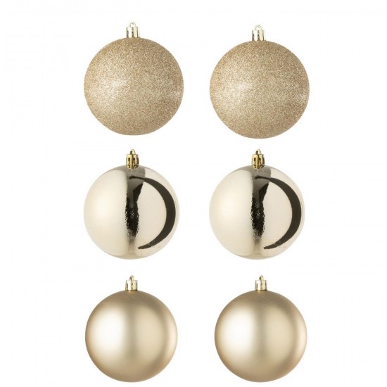J-Line J Line boules de noel Jolipa Boite De 6 Boule De Noël Plastique Champagne.