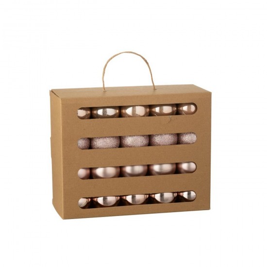 J-Line J Line boules de noel Jolipa Boite De 40 Boule De Noël Plastique Rose Clair.