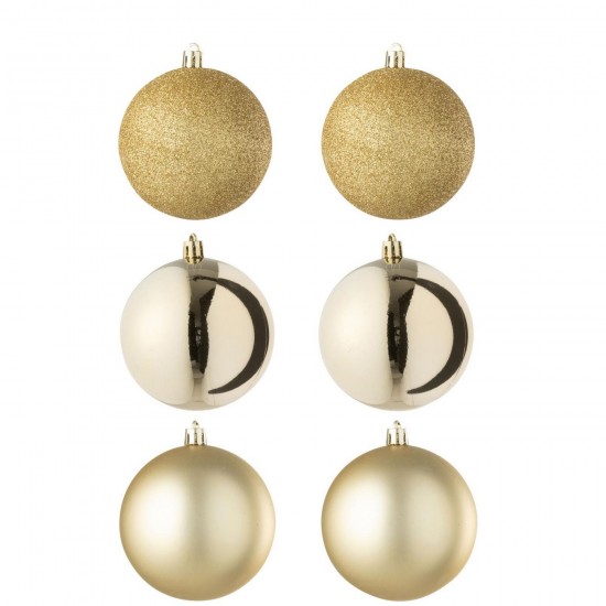 J-Line J Line boules de noel Jolipa Boite De 6 Boule De Noël Plastique Doré.