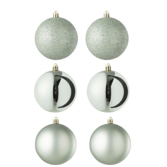 J-Line J Line boules de noel Jolipa Boite De 6 Boule De Noël Plastique Vert Menthe.