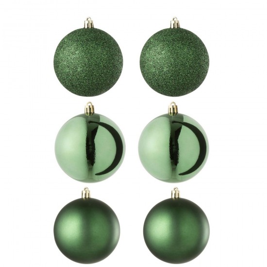 J-Line J Line boules de noel Jolipa Boite De 6 Boule De Noël Plastique Vert Émeraude.