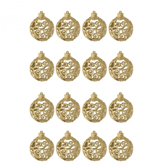 J-Line J Line boules de noel Jolipa Boite De 16 Boule De Noël Motif Baroque Plastique Doré.