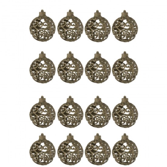J-Line J Line boules de noel Jolipa Boite De 16 Boule De Noël Motif Baroque Plastique Marron.