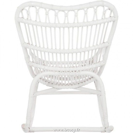 J-Line fauteuil a bascule en rotin blanc 110x66x93cm fauteuil bascule bambou et rotin blanc fauteuils a bascule rotin berceuses berçantes Jolipa Jline Fauteuil A Bascule Rotin Blanc Mat
