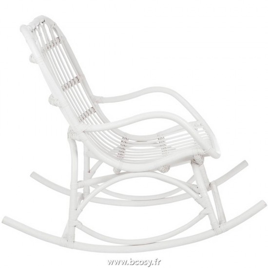 Jolipa Jline Fauteuil A Bascule Rotin Blanc Mat