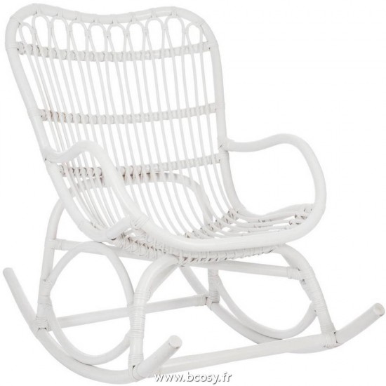 J Line Fauteuil A Bascule Rotin Blanc Mat Jline 61391 by Jolipa 61391
