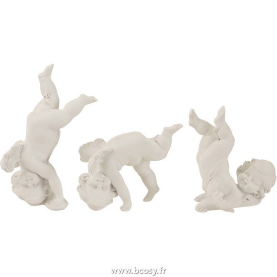 J-Line anges statuettes Jolipa Jline Ange Gym Resine Blanc Large Assortiment De 3