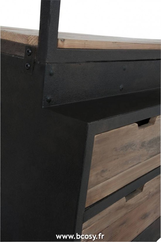 J Line Etagere+Echelle 4 Planches Bois Metal Naturel Marron Jline 62430 by Jolipa 62430