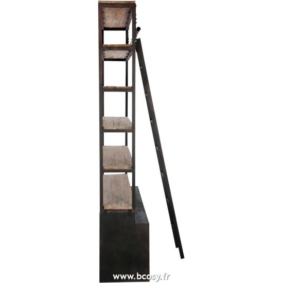 Jolipa Jline Etagere Echelle 4 Planches Bois Metal Naturel Marron 160X45X243Cm