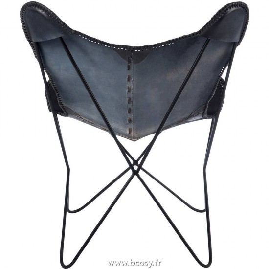 Jolipa Jline Chaise Lounge Cuir Metal Noir