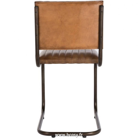 Jolipa Jline Chaise Moderne Cuir Metal Cognac