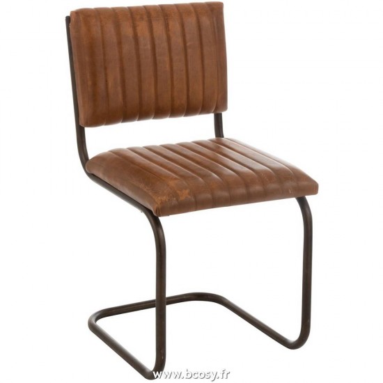 J Line Chaise Moderne Cuir Metal Cognac Jline 65016 by Jolipa 65016