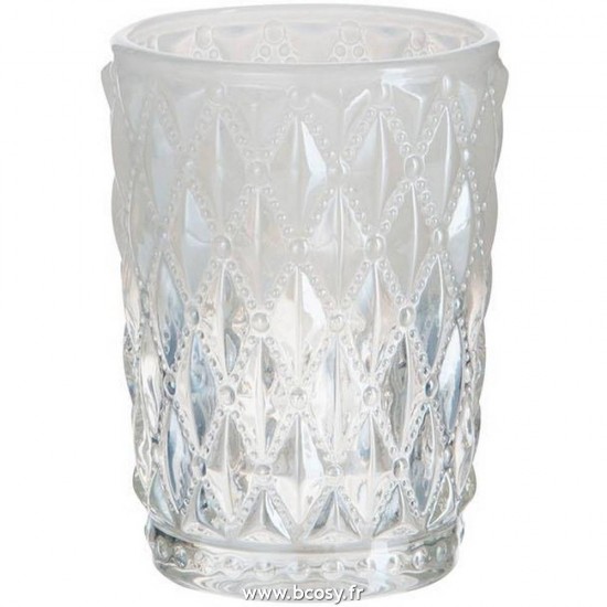 J-Line photophores Jolipa Jline Photophore Carreau Verre Blanc Transparent L 6X6X9Cm