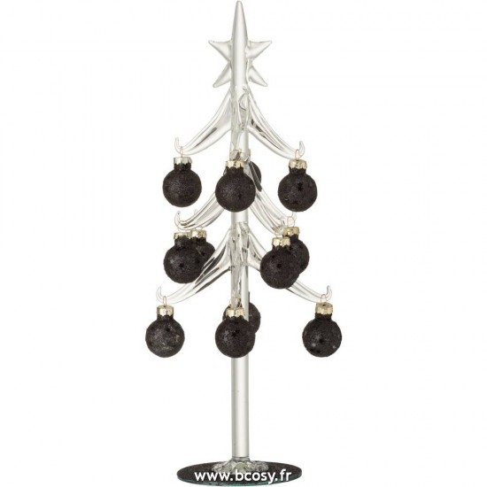 J-Line arbres sapins de noel sur pied Jolipa Jline Sapin Boules De Noel Etoile Verre Noir Medium