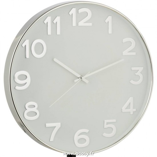 J-Line pendules horloges Jolipa Jline Horloge Chiffres Arabes Plastique Argent