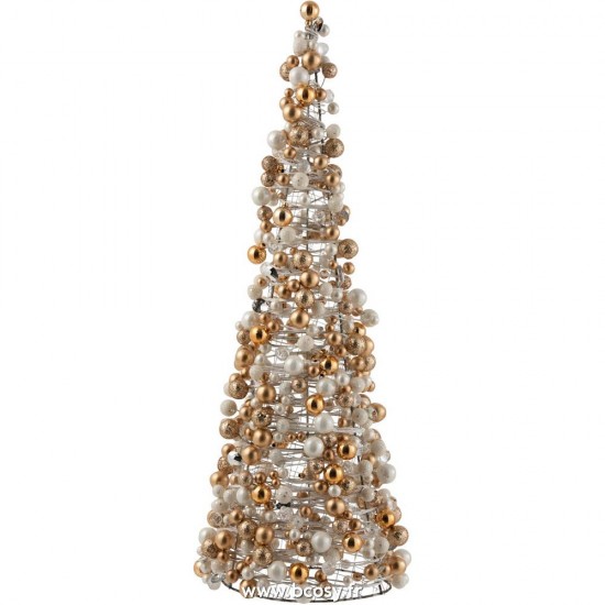 J-Line cones de noel Jolipa Jline Cone Mini Boules De Noel Ecru Or Large