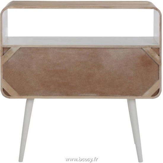 Jolipa Jline Console 3 Tiroirs Retro Bois Naturel Blanc 105X35X100Cm