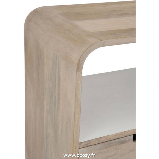 J-Line console 3 tiroirs retro bois naturel et blanc 105x35x100cm Meuble tv vintage loft meuble J Line tables de drapier murales Console 3 Tiroirs Retro Bois Naturel Blanc 105X35X100Cm