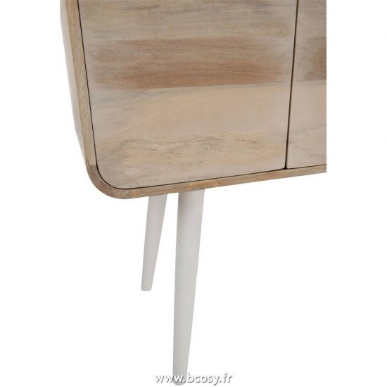 J-Line Consola 3 Cajones Retro Madera Natural/Blanco 105X35X100Cm