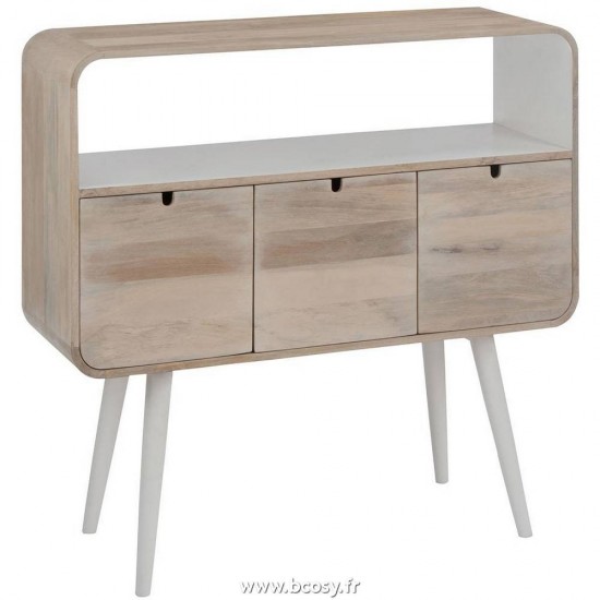 J Line Console 3 Tiroirs Retro Bois Naturel Blanc Jline 67746 by Jolipa 67746