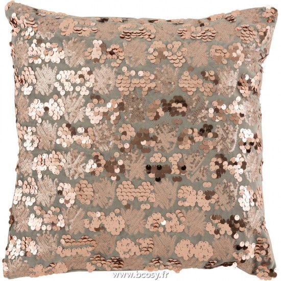 J-Line coussins Jolipa Jline Coussin Sequins Velours Gris Rose