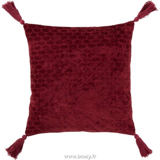 J-Line coussins Jolipa Jline Coussin Motifs Coton Rouge Fonce