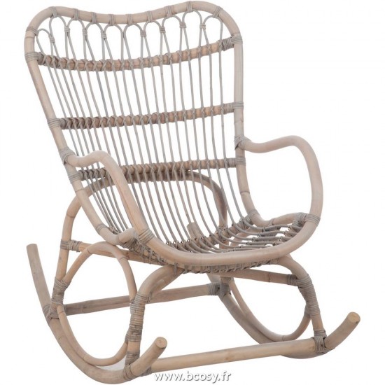 J Line Chaise A Bascule Rotin Gris Jline 70520 by Jolipa 70520