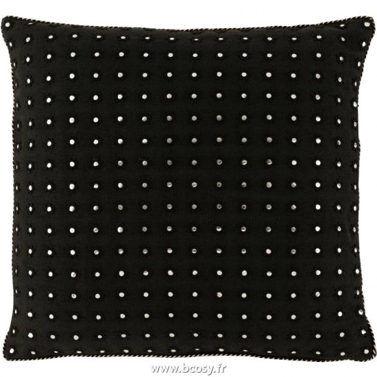 J-Line coussins Jolipa Jline Coussin Miroir Rond Coton Noir Argent
