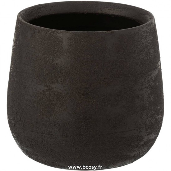 J-Line cachepots de fleur Jolipa Jline Cachepot Irregulier Rugueux Ceramique Noir Medium