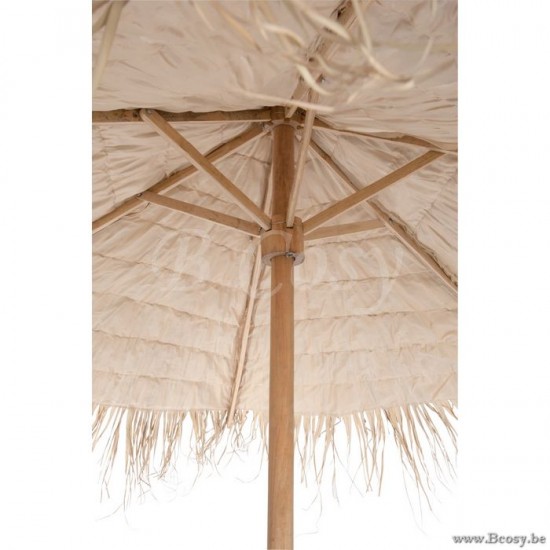 J-Line Grand Parasol Paille Naturel 250X250X270Cm ombrelles abris soleil Jolipa Jline Parasol Paille Naturel Large
