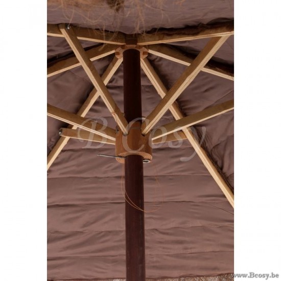 J-Line Parasol Feuille De Cocotier Marron 150X150X270Cm ombrelles abris soleil Jolipa Jline Parasol Feuilles De Cocotier Marron Small