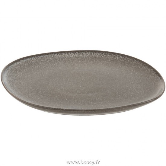 J-Line assiettes Jolipa Jline Assiette Louise Ceramique Marron Medium