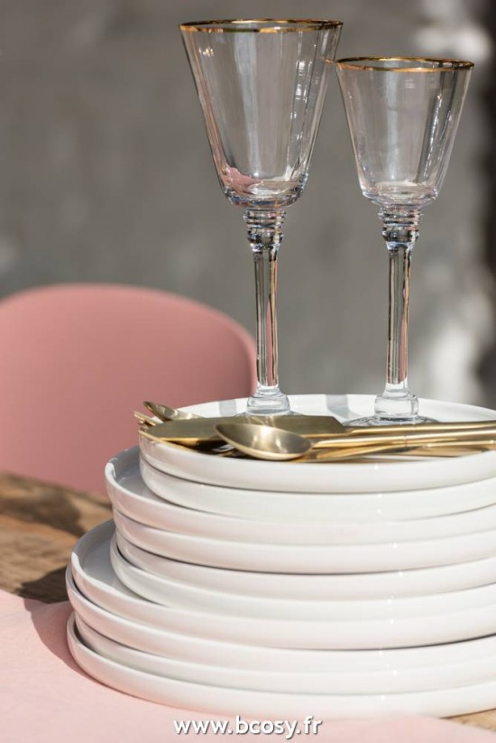 Jolipa Jline Verre A Vin Or Bord Verre Transparent Or