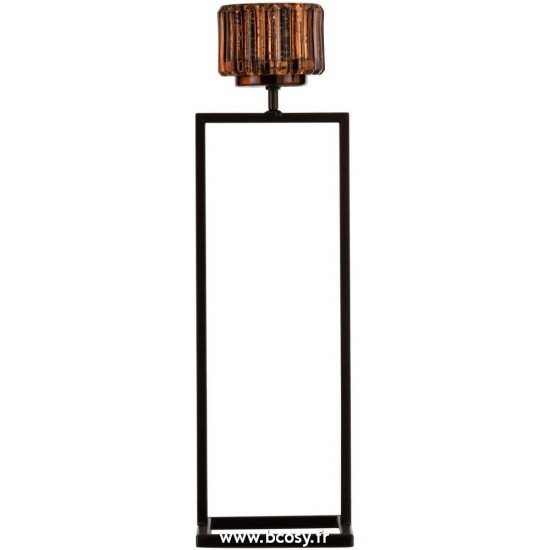 J-Line photophores Jolipa Jline Photophore Sur Pied Rectangulaire Verre Marron Large