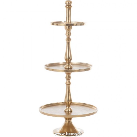 J-Line plateaux aux niveaus Jolipa Jline Plateau 3 Niveaux Rond Aluminium Or