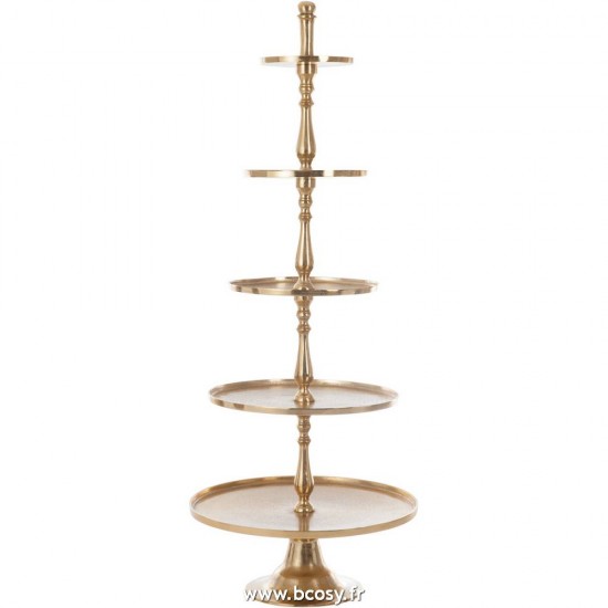 J-Line plateaux aux niveaus Jolipa Jline Plateau 5 Niveaux Rond Aluminium Or