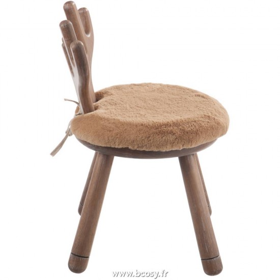 J-Line Chaise oreille de cerf bois naturel chaises décoratives Jolipa Jline Chaise Oreil Cerf Bois Naturel