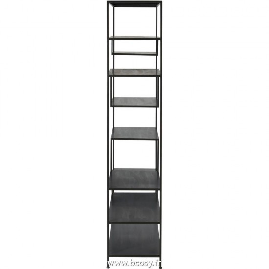J-Line Loft stijl wandrek zwart metaal J Line armoires etageres rayons ouvertes Jolipa Jline Etagere 6 Etages Metal Noir
