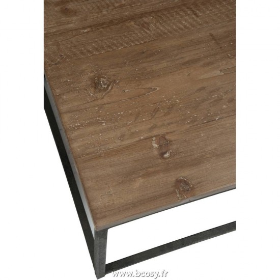 J-Line Bout de canapé carré en bois et métal noir Industriel tables de salon basse Jolipa Jline Table Gigogne Bois Metal Marron Noir
