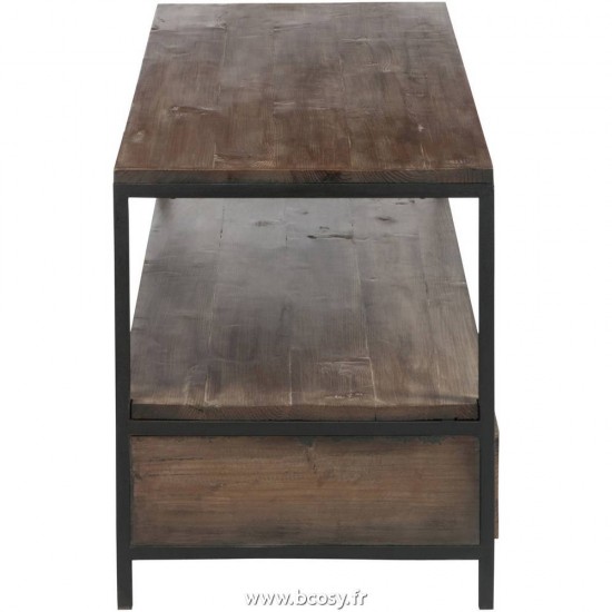 Jolipa Jline Table De Salon Bois Metal Marron Noir