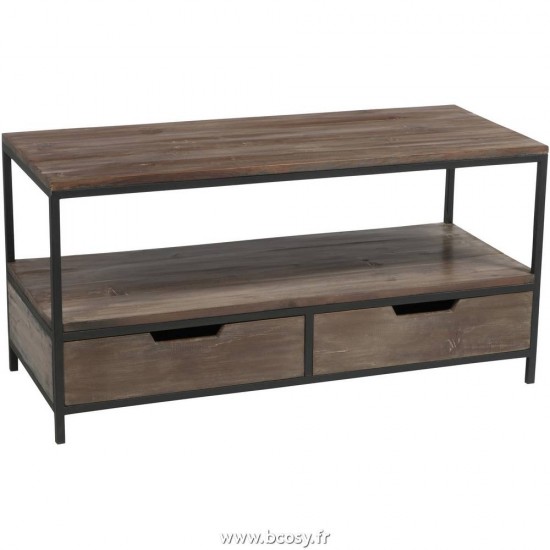 J Line Table De Salon Bois Metal Marron+Noir Jline 78552 by Jolipa 78552