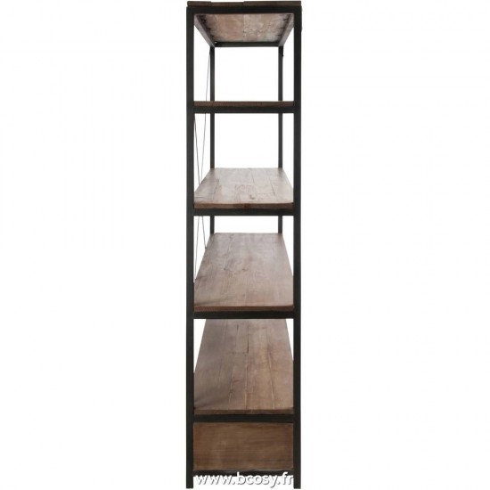 Jolipa Jline Etagere 2 Tiroirs Bois Metal Marron Noir