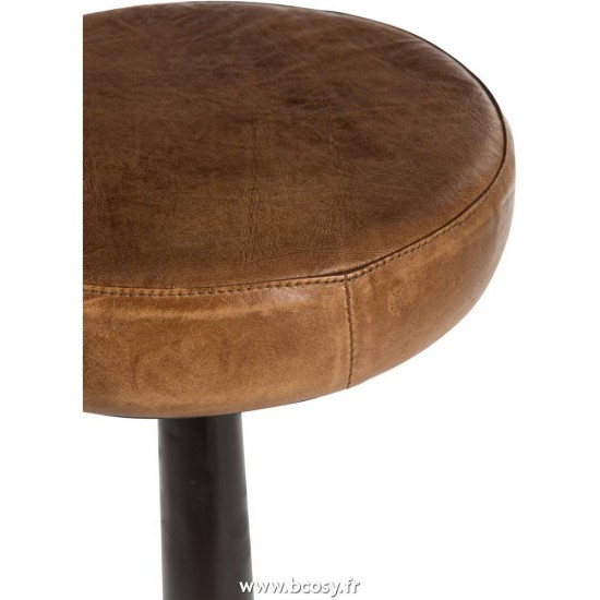 J-Line chaises tabourets de bar Jolipa Jline Tabouret Cuir Metal Brun