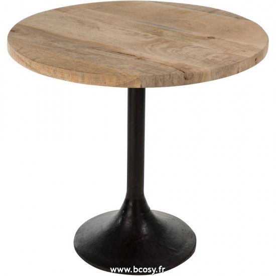 J Line Table Bar Rond Bois Metal Naturel Noir Jline 80074 by Jolipa 80074