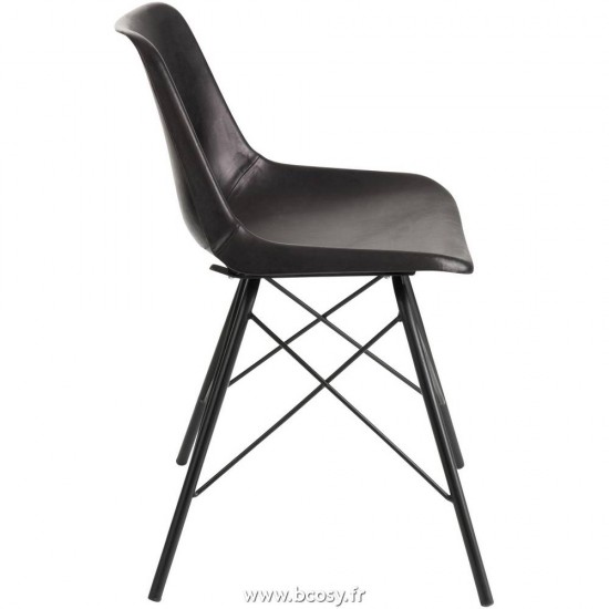 J-Line sièges baquets cuves coquille Jolipa Jline Chaise Loft Cuir Metal Noir