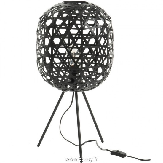 J Line Lampe De Bureau Trepied Rond Bambou Metal Noir Jline 82162 by Jolipa 82162