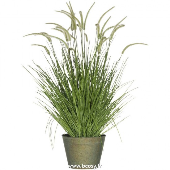 J Line Herbes+Graminees+Pot En Metal Plastique Vert Large Jline 83461 by Jolipa 83461